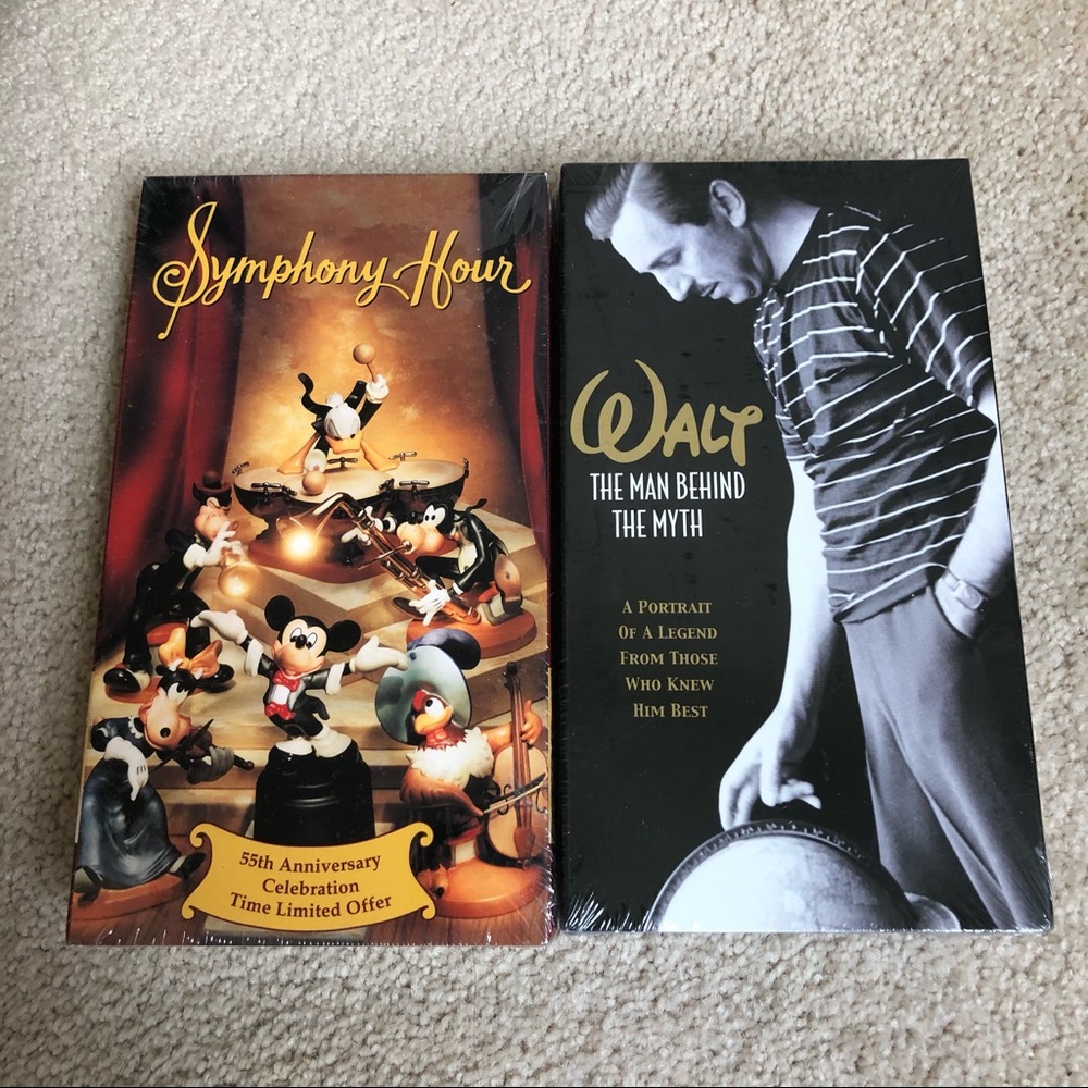 2- Disney VHS-Symphony Hour & Walt The Man Behind